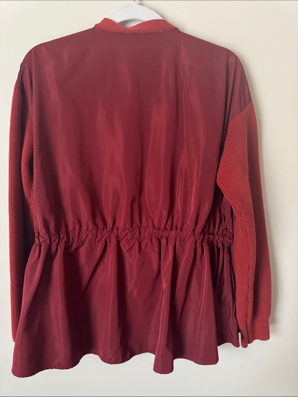 LOGO Burgundy Open-Front Cardigan with Satin Accents - Picture 3 of 3